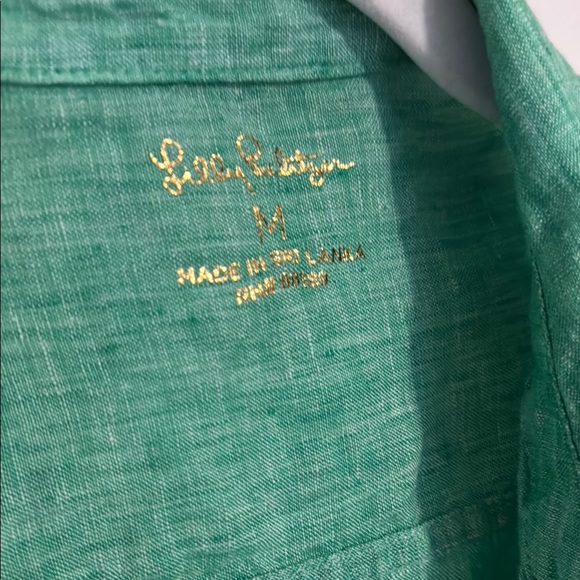 Lilly Pulitzer green linen Seaview top - Picture 3 of 4